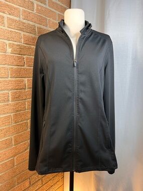 Black Athletic Track Jacket XL Thumb Hole Full Zip Tennis Golf PINSPARK